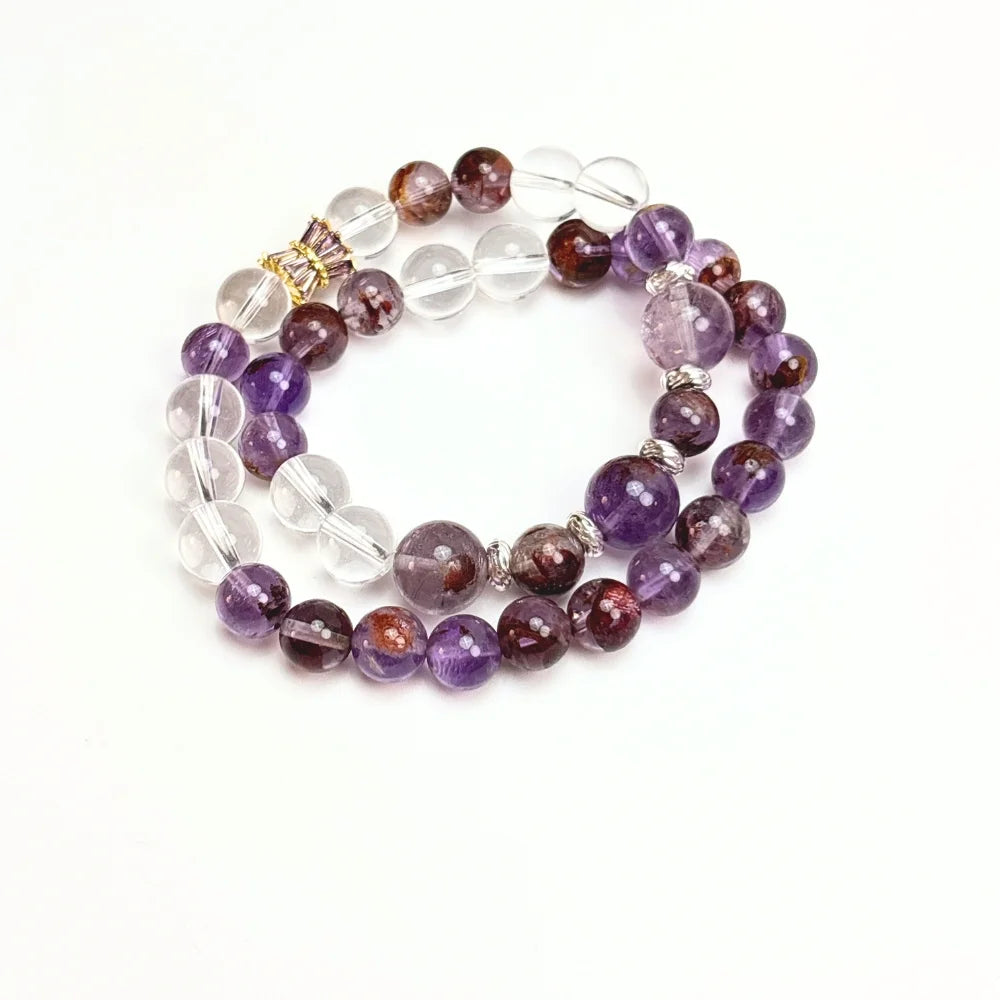 Purple Phantom × Clear Quartz Bracelet